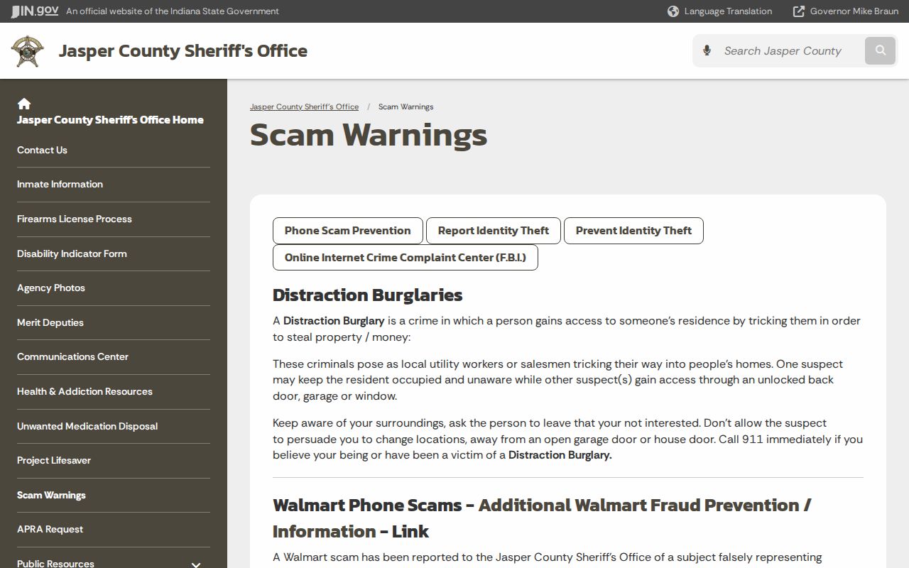 Jasper County arrest warrant payment scam warning