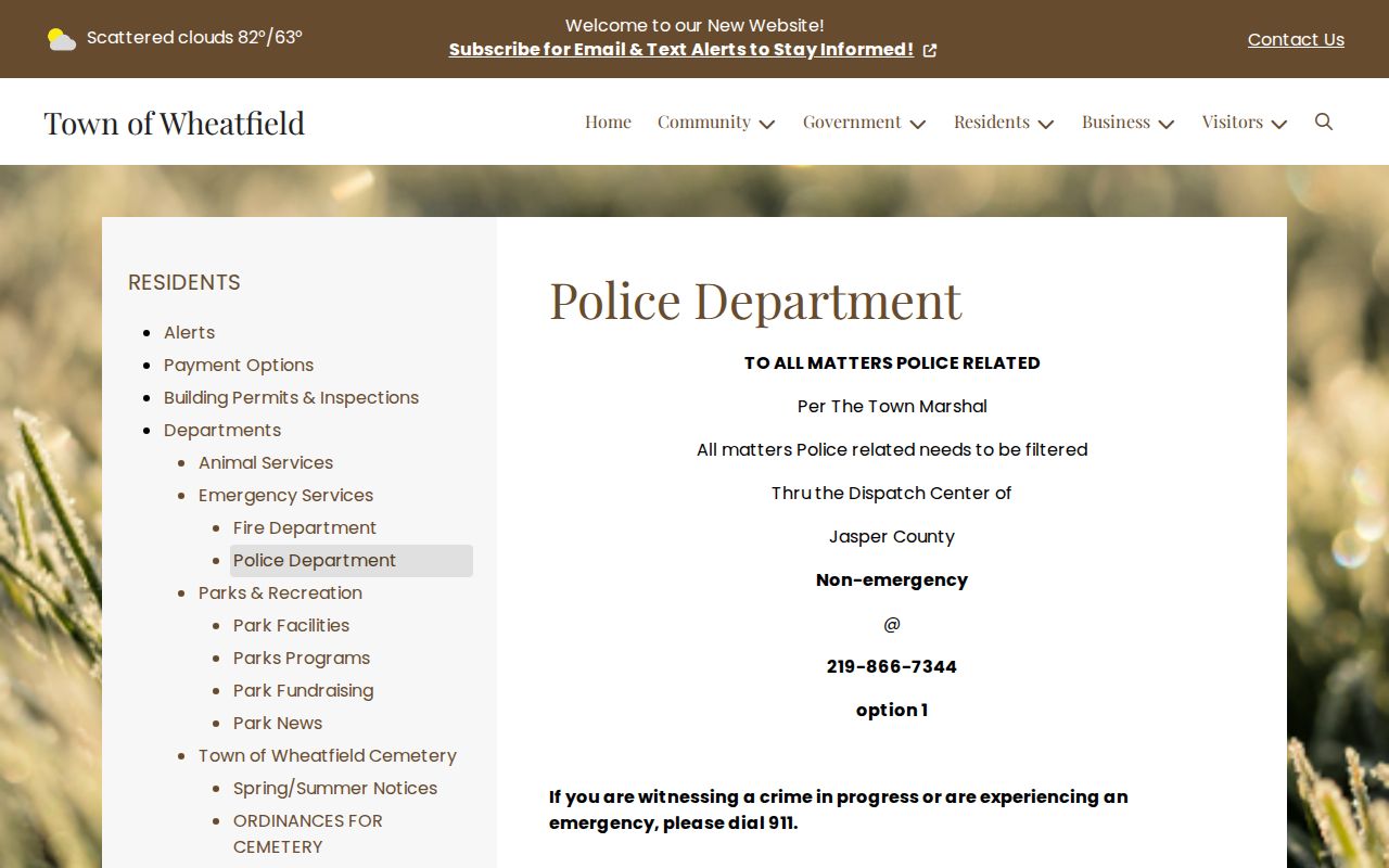 Wheatfield warrant records police routing through Jasper dispatch